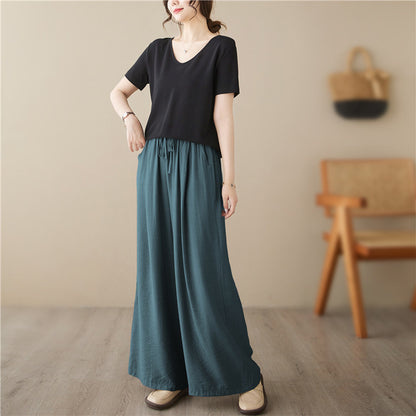 New Plus Size Wide Legs Mop Straight Casual Pants