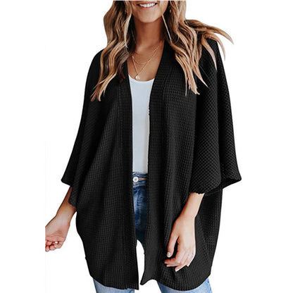 Bat Sleeve Waffle Gerson Women's Cardigan