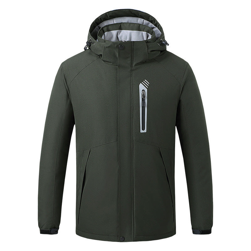 USB heating jacket, outdoor fashion men's cotton jacket, thick and warm jacket, heated cotton jacket