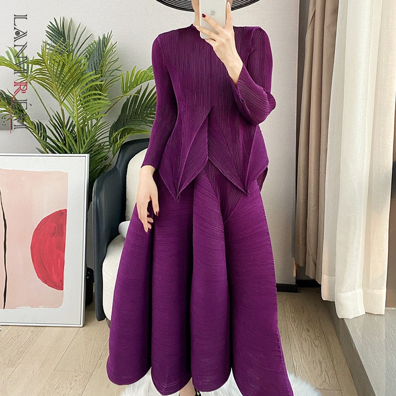 Pleated Three-Quarter Sleeve Top Half Skirt Suit Fairy Flower Bud Skirt Two-Piece Set