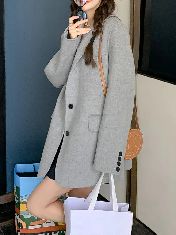 Two piece set of woolen vest and small suit, one piece for multiple wear. New autumn and winter woolen coat, outerwear for women