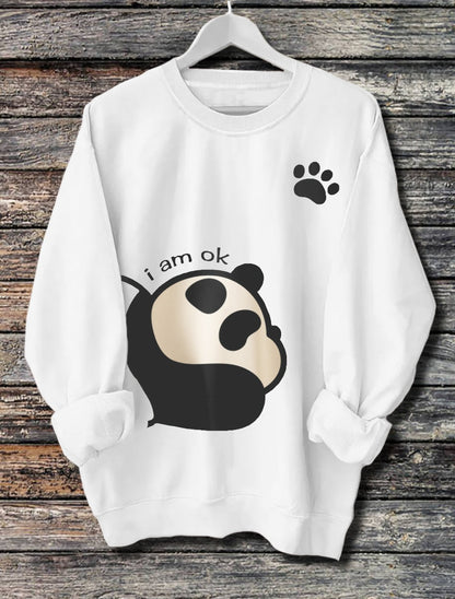 Women's Long Sleeved Panda Print Hoodie