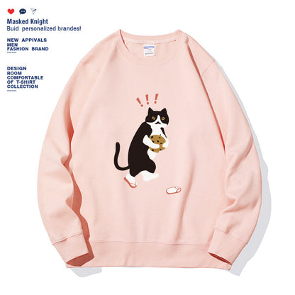 Women's Fashionable Solid Color Printed Long Sleeved Sweatshirt