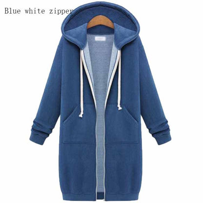 Hooded Long Sleeve Sweater Fleece Long Jacket