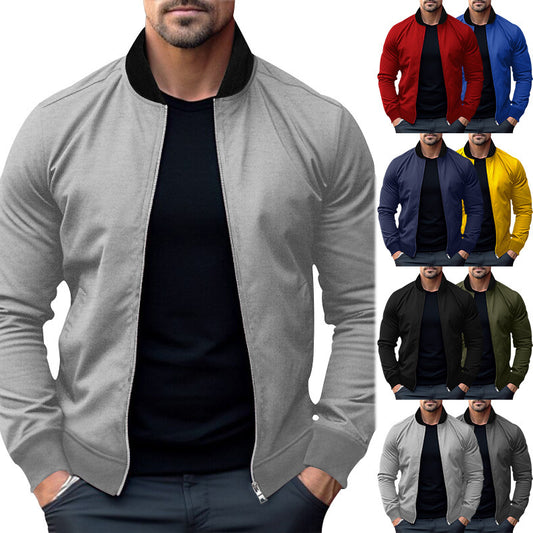 Autumn and winter new top men's stand up collar zipper casual long sleeved men's hoodie jacket