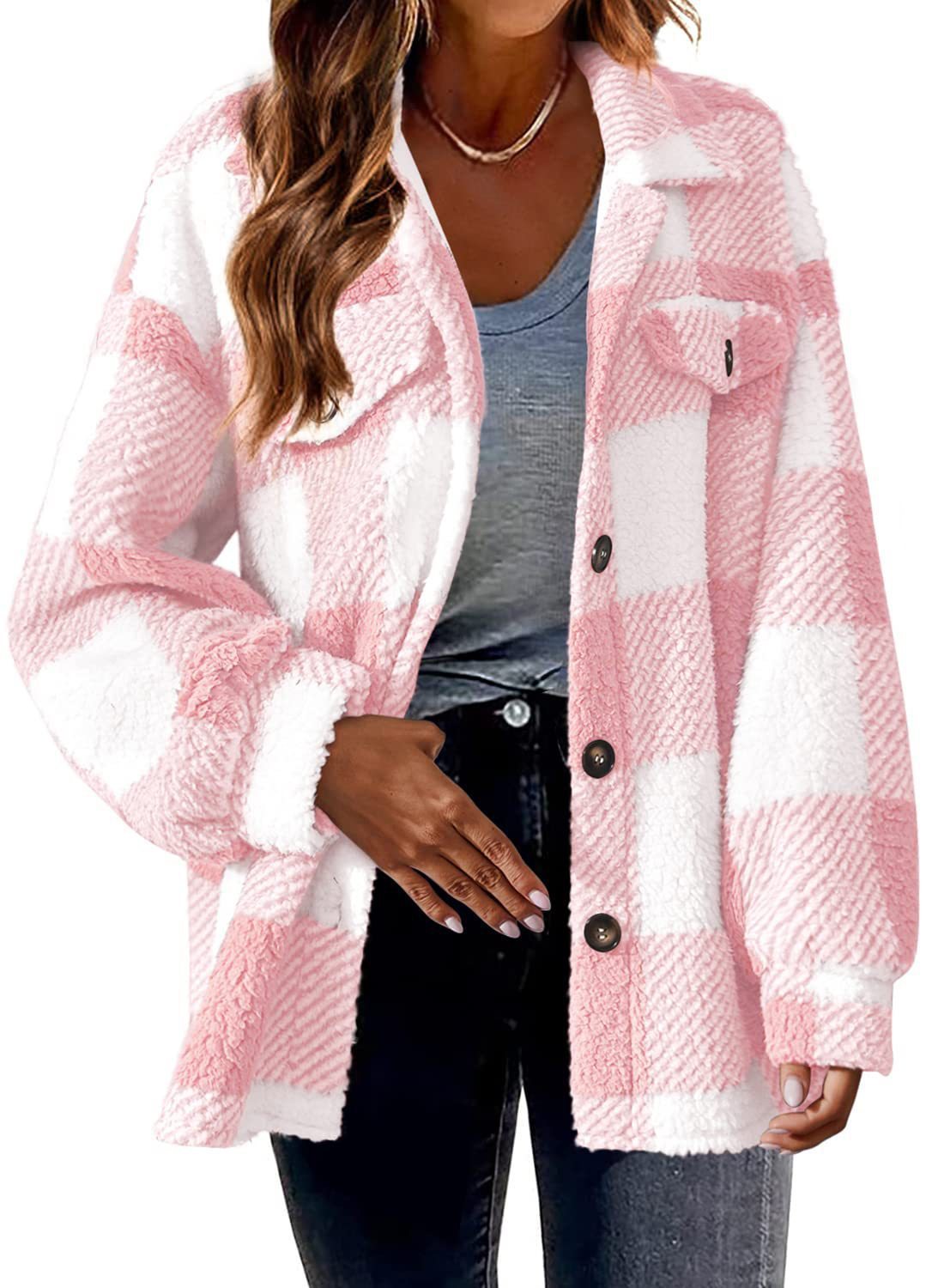 Women's Fashion Jacket Button Plush Coat