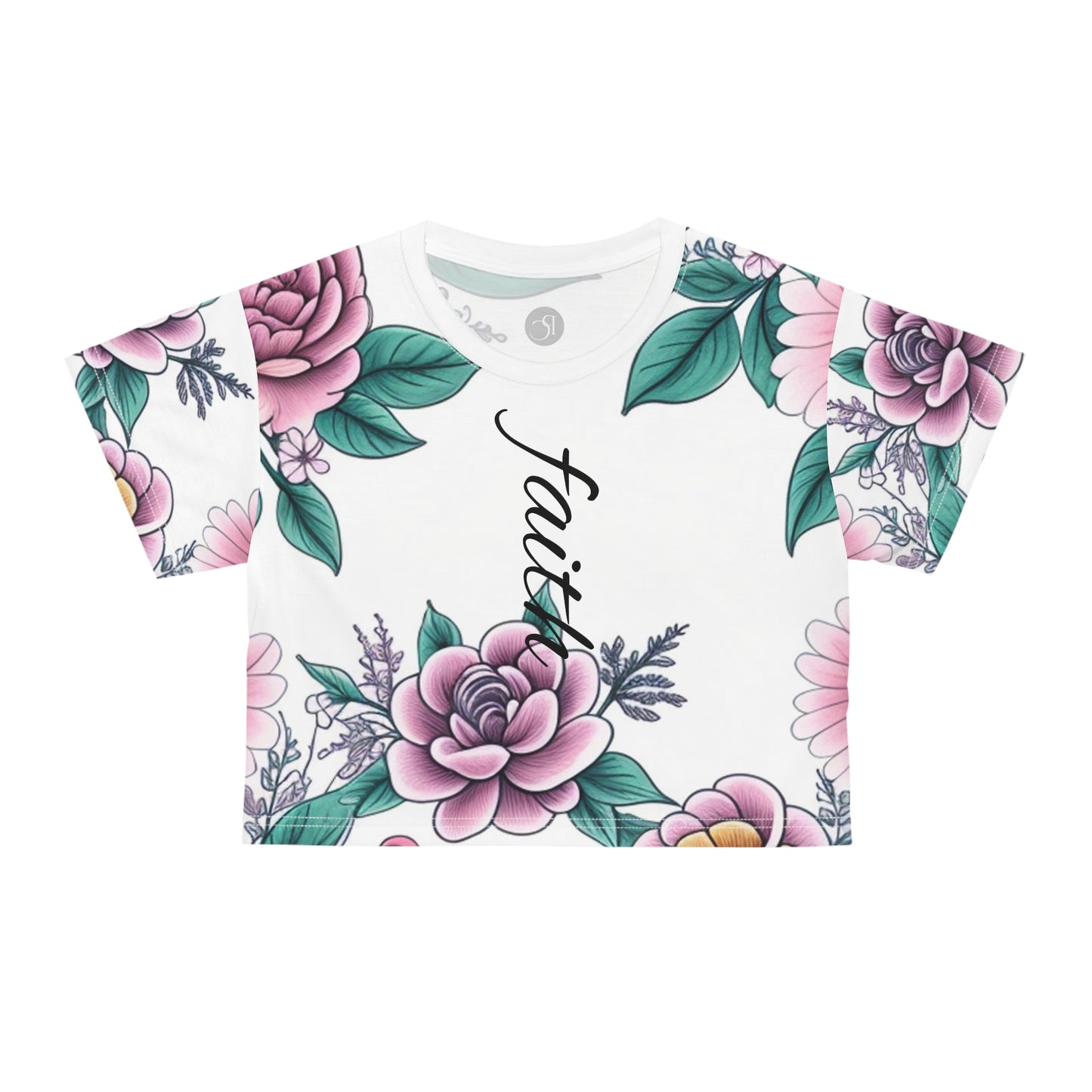 Flower & Letter Faith Crop Tee