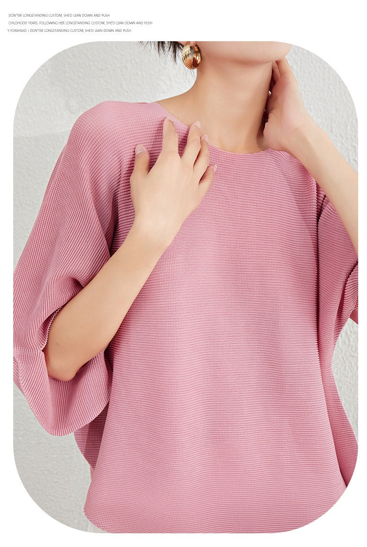 Wrinkle T-shirt Loose Irregular Fashion Top for Women