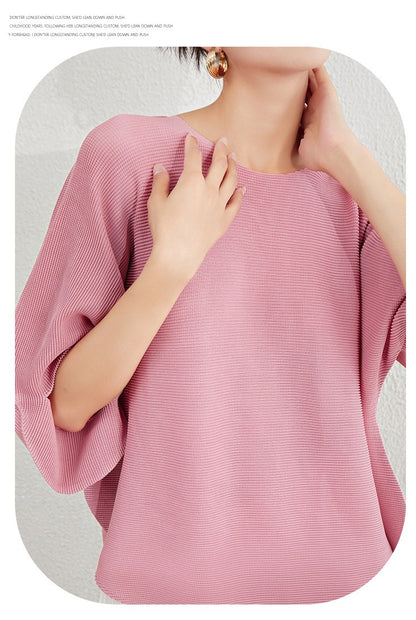 Wrinkle T-shirt Loose Irregular Fashion Top for Women