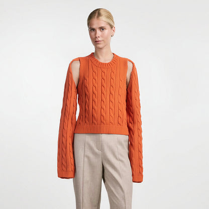 Fried Dough Twists knitting orange vest+two piece sweater