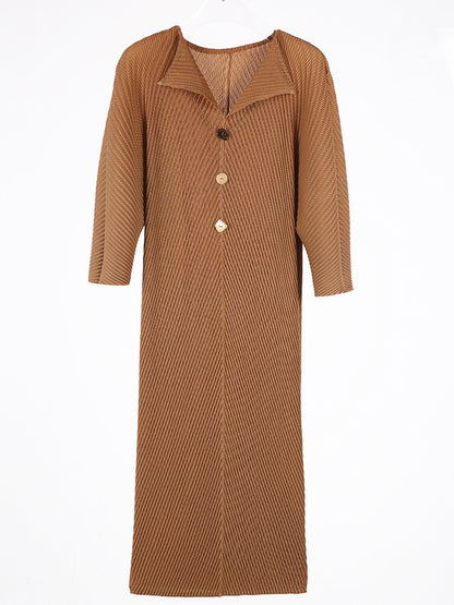 Autumn new small lapel pleated dress