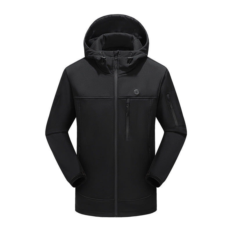 New intelligent constant temperature heating jacket for autumn and winter, soft shell cotton jacket, USB powered windproof and warm mountaineering suit