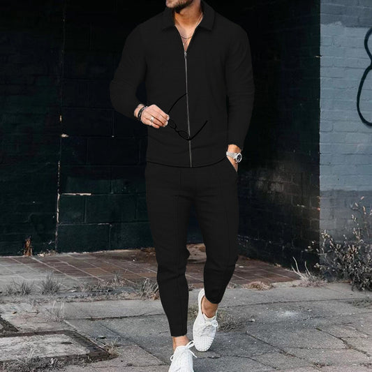 Fashion Zipper Cardigan Casual Sports Suit