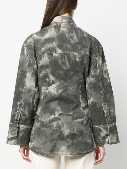 Zipper Pockets Spliced Jackets For Women Loose Camouflage Coat 2023 Spring Fashion New Clothing