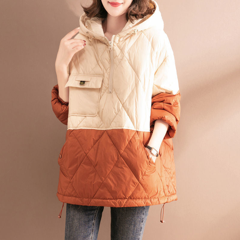 Women's Clothing Light Thin And Loose Warm Hooded Cotton Coat Jacket