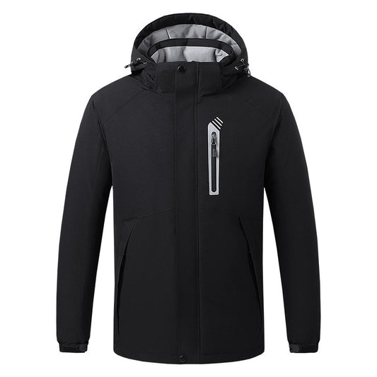 USB heating jacket, outdoor fashion men's cotton jacket, thick and warm jacket, heated cotton jacket