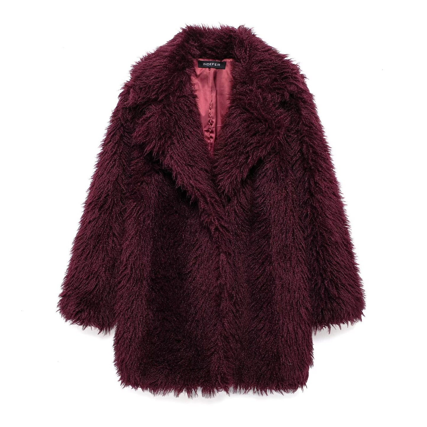 New loose faux fur effect long coat for women's clothing