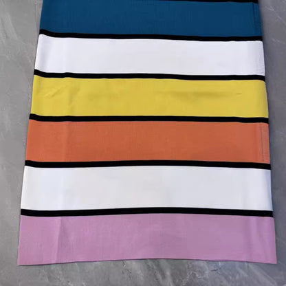 New sleeveless camisole fashionable women's dress slim fit color blocked striped commuting pullover loose skirt