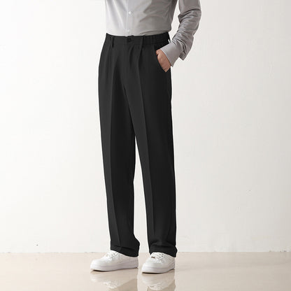 Comfortable commuting ironless suit pants for men, straight leg wide leg casual shorts, loose fitting formal pants