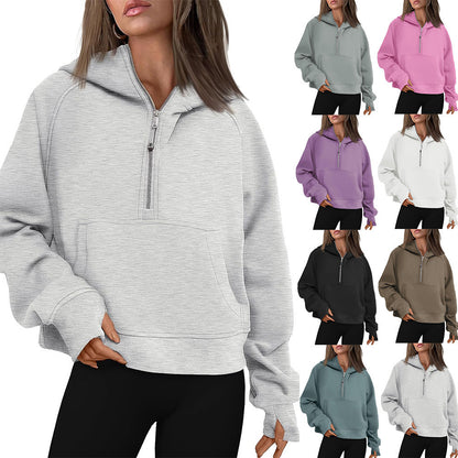 Fall Winter Hooded Zipper Thickening Sweater