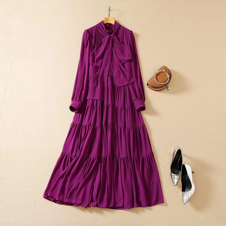 Advanced purple dress long skirt light luxury fashion dress new style