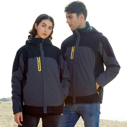 Men's And Women's 3 In 1 Warm Charge Jacket Windproof And Waterproof Team Suit