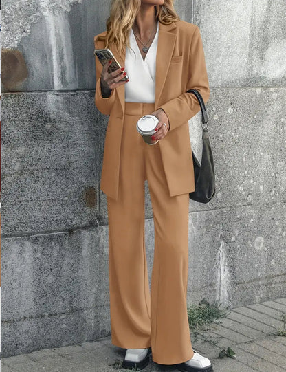 Women's Fashion Casual Solid Color Coat Trousers Suit