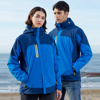 Men's And Women's 3 In 1 Warm Charge Jacket Windproof And Waterproof Team Suit