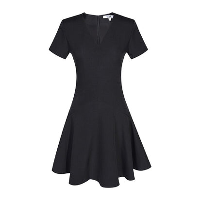 Autumn Dress Women Fashion Sexy Black Flounce Dress Short Sleeve Elegant Celebrity Mini Party Dress