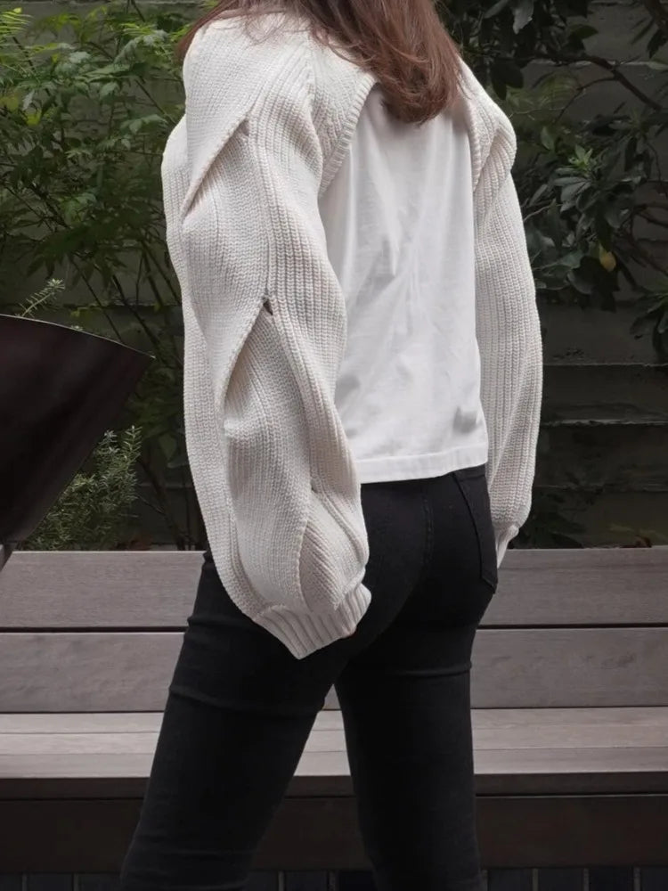 Lazy pullover design simple sweater hollowed out knit sweater