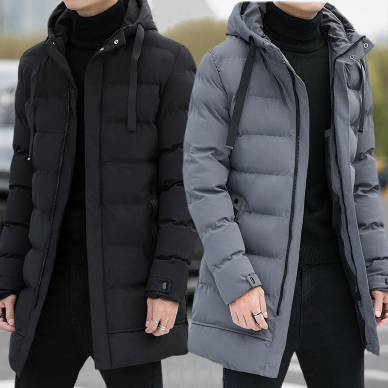 Medium Length Cotton Padded Jacket Men's Hooded Cotton Jacket Winter New Down Cotton Jacket Long Cotton Padded Jacket Winter Coat