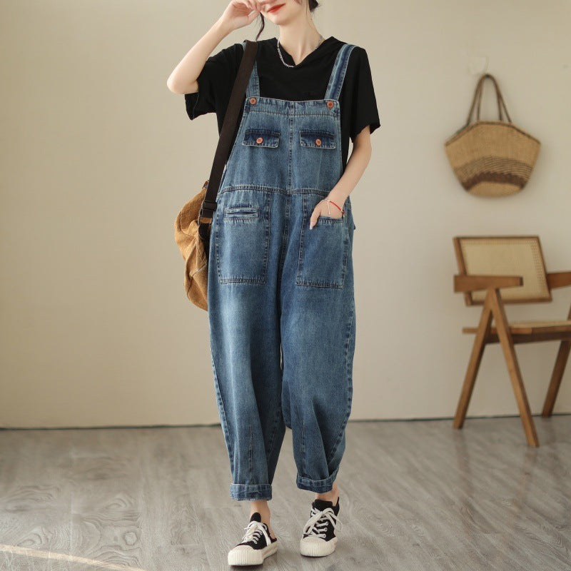 New Real Time Denim Casual Strap Pants For Women