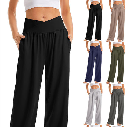 Women's Cross Waist Yoga Pants Loose Trousers Sports Pants