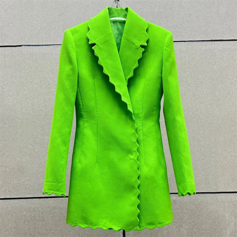 Women's blazers  Autumn New in outerwear Korean Fashion Wave Edge V-neck Women's Jacket High Quality Long Sleeved Top Coat