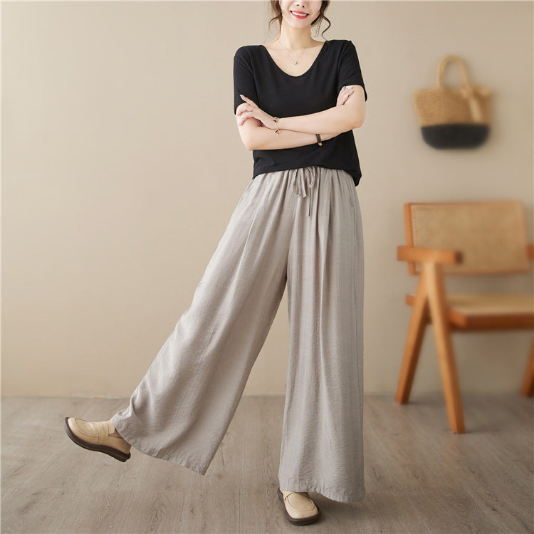 New Plus Size Wide Legs Mop Straight Casual Pants