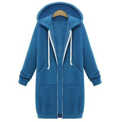 Hooded Long Sleeve Sweater Fleece Long Jacket