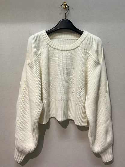 Lazy pullover design simple sweater hollowed out knit sweater