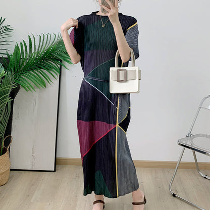 Fluffy pleated dress with pear shaped figure, simple and loose, slimming long skirt, French autumn bag sleeve vest skirt