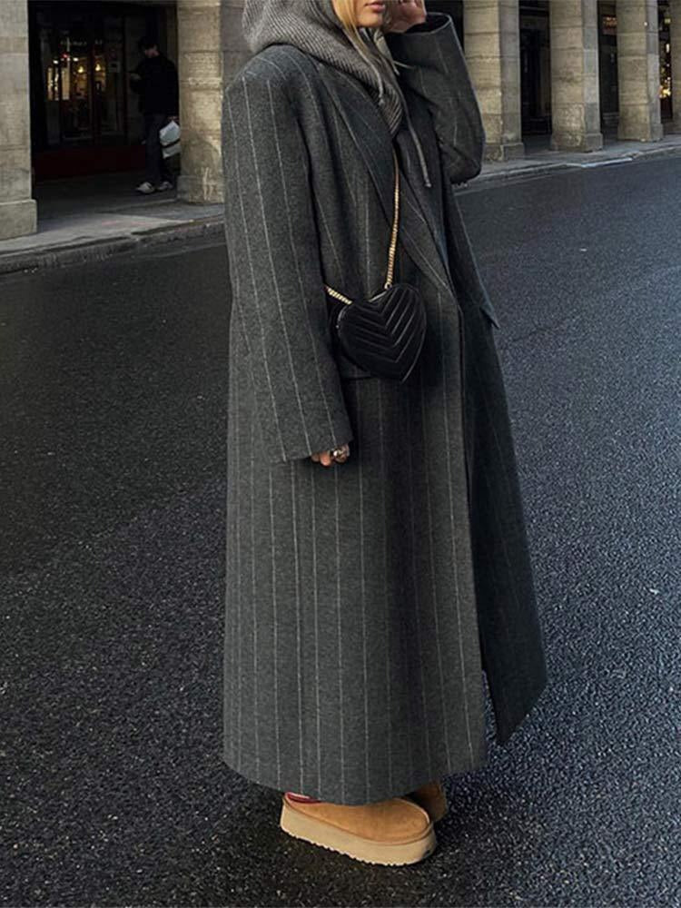 Collar striped long jacket coat fashionable jacket