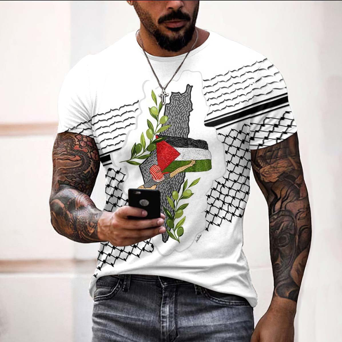 3D printed T-shirt men's summer Viking top casual short sleeved shirt