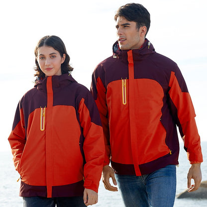 Men's And Women's 3 In 1 Warm Charge Jacket Windproof And Waterproof Team Suit