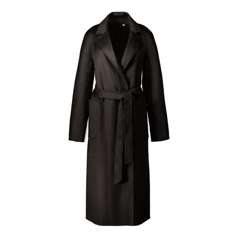 Water ripple double-sided cashmere coat high-end bathrobe wool coat windbreaker for women