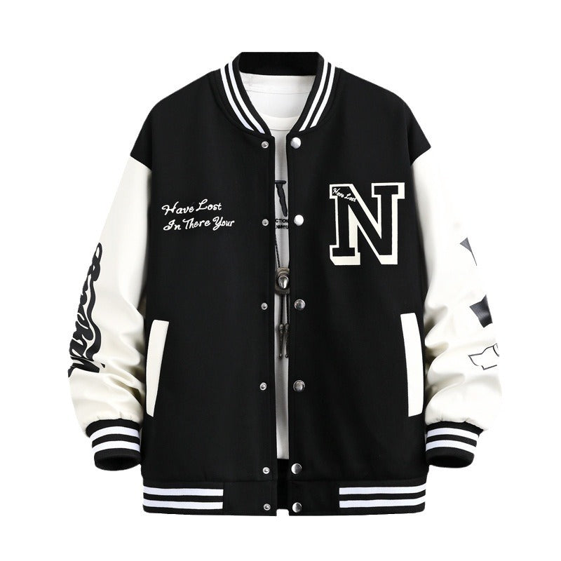 Baseball jacket, men's spring and autumn couple outfit, autumn and winter men's loose trendy brand American ins student jacket top