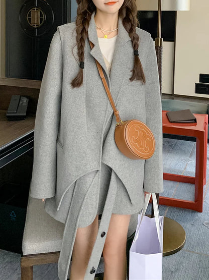 Two piece set of woolen vest and small suit, one piece for multiple wear. New autumn and winter woolen coat, outerwear for women