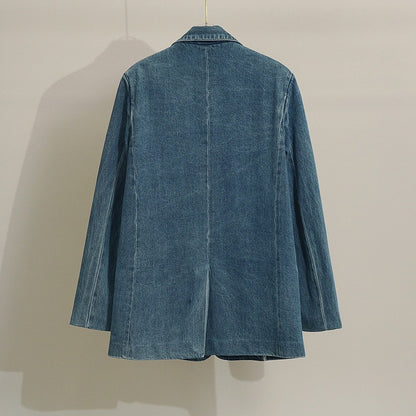 Retro denim suit jacket loose and cool girl jacket casual top women's trend