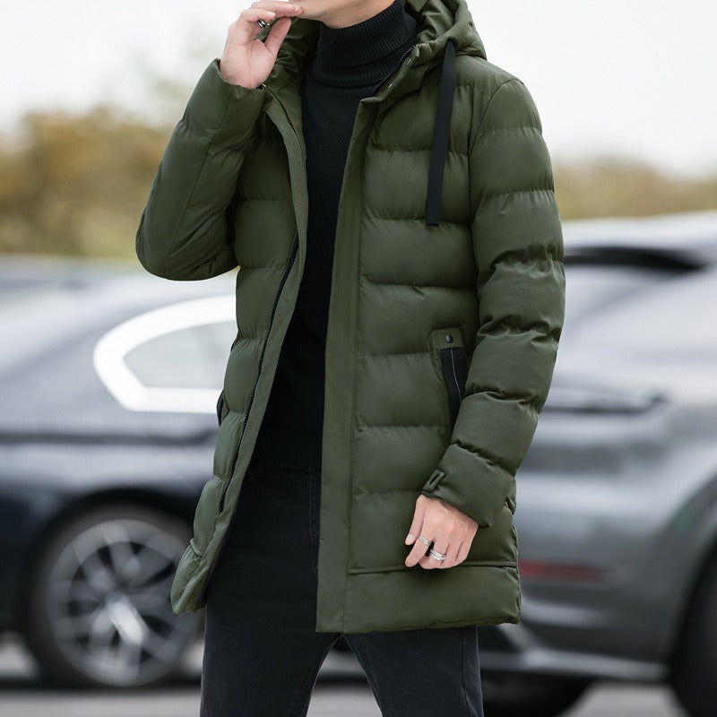 Medium Length Cotton Padded Jacket Men's Hooded Cotton Jacket Winter New Down Cotton Jacket Long Cotton Padded Jacket Winter Coat