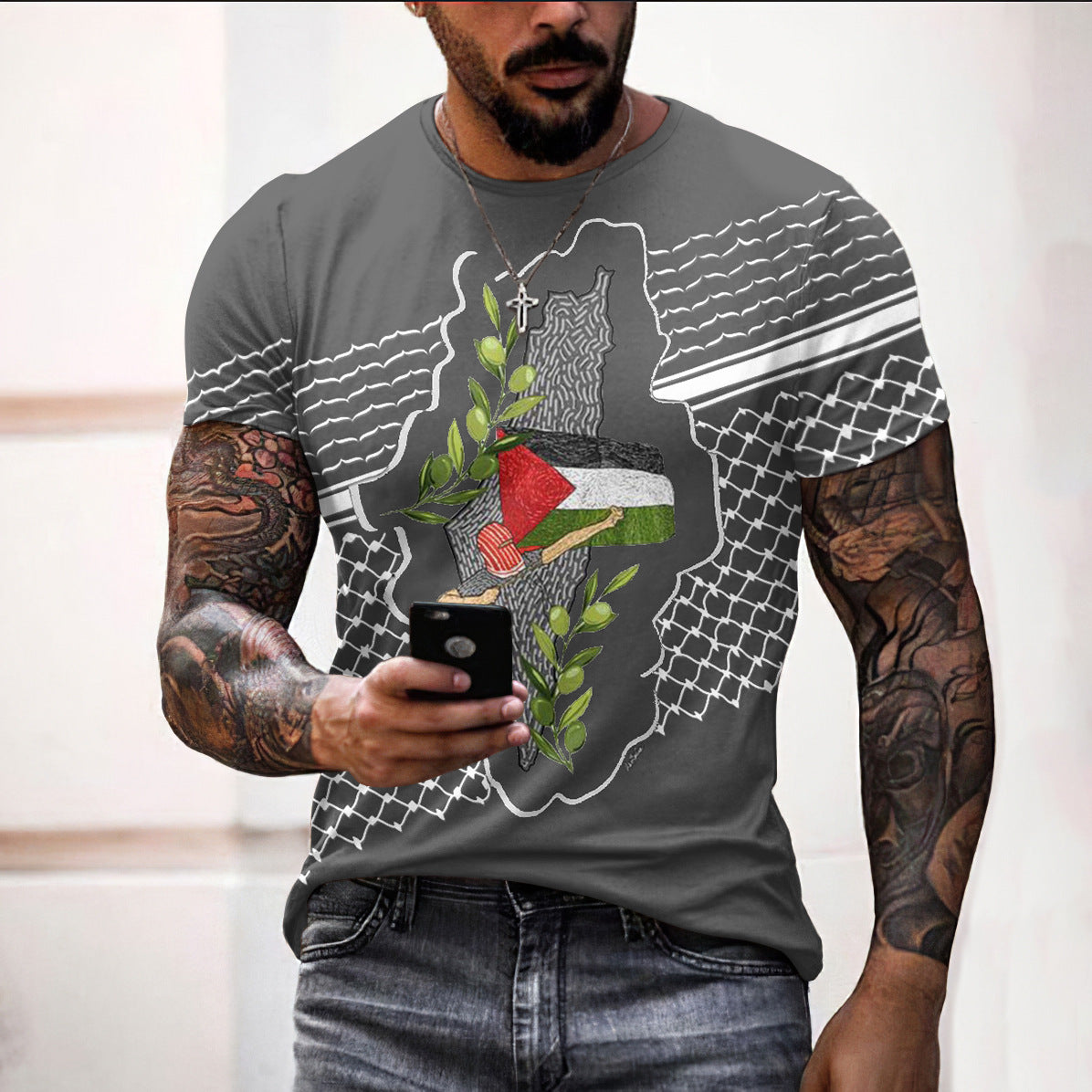 3D printed T-shirt men's summer Viking top casual short sleeved shirt