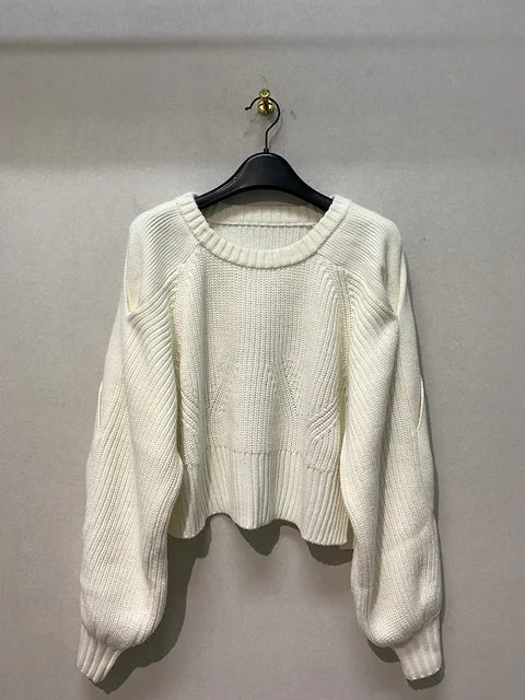 Lazy pullover design simple sweater hollowed out knit sweater