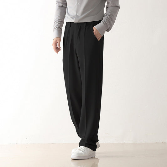 Comfortable commuting ironless suit pants for men, straight leg wide leg casual shorts, loose fitting formal pants