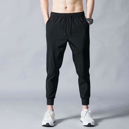 Thin ice silk pants for men, business men, casual pants, trendy straight leg loose sports pants